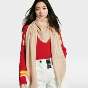 Louis Vuitton Beige Monogram Silk-Blend Scarf